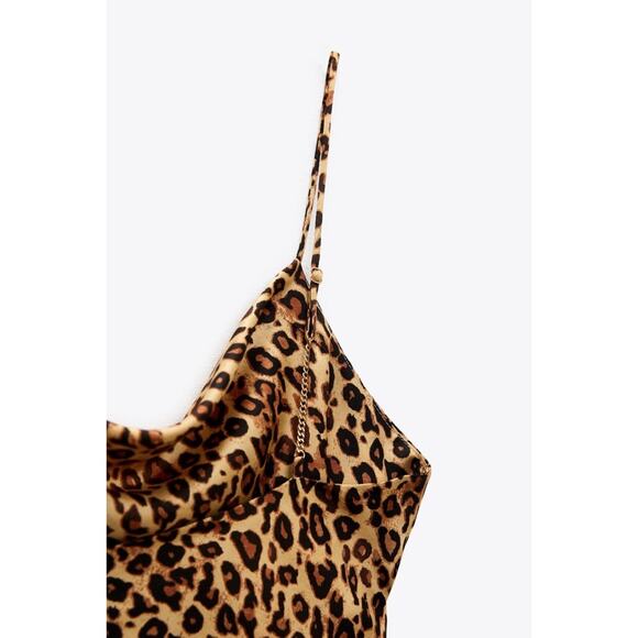 Zara Satin Effect Printed Chain Strap Cami - Picture 8 of 13